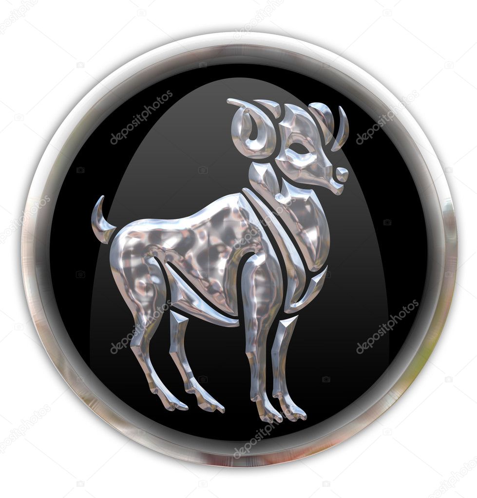 Button with the zodiacal sign Aries