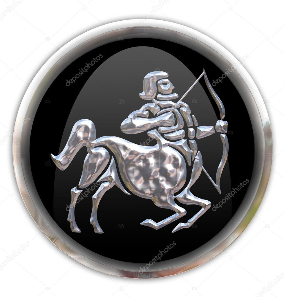 Button with the zodiacal sign Sagittari