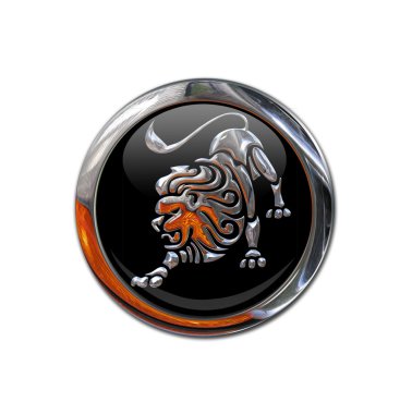 Button with the zodiacal sign Leo clipart