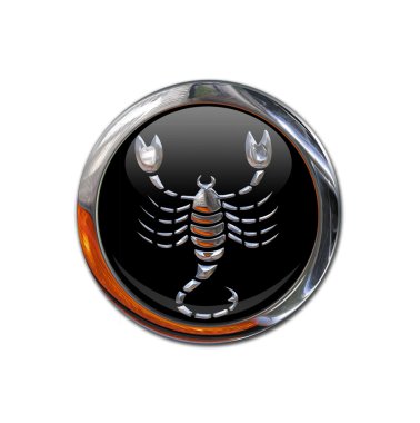 Button with the zodiacal sign Scorpio clipart