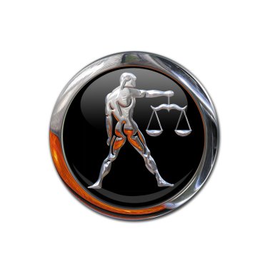 Button with the zodiacal sign Libra clipart