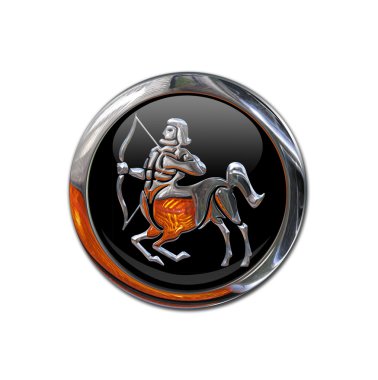 Button with the zodiacal sign Sagittariu clipart