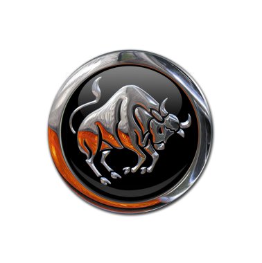 Button with the zodiacal sign Taurus clipart