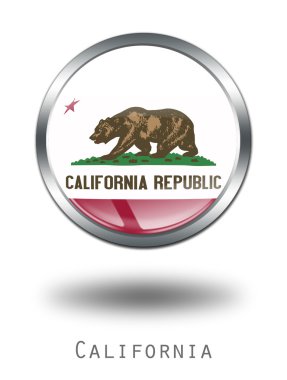 3D California Flag button illustration clipart