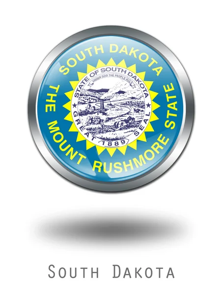 Illustration du bouton Drapeau Dakota du Sud 3D — Photo
