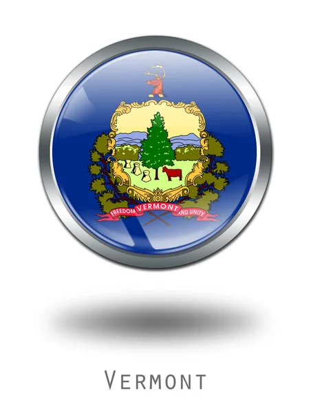 3D Vermont Flag button illustration on — Stock Photo, Image