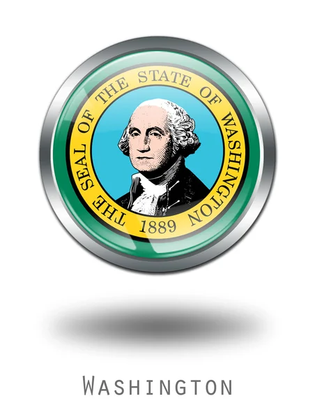 Ilustración de botón de bandera de Washington 3D o — Foto de Stock