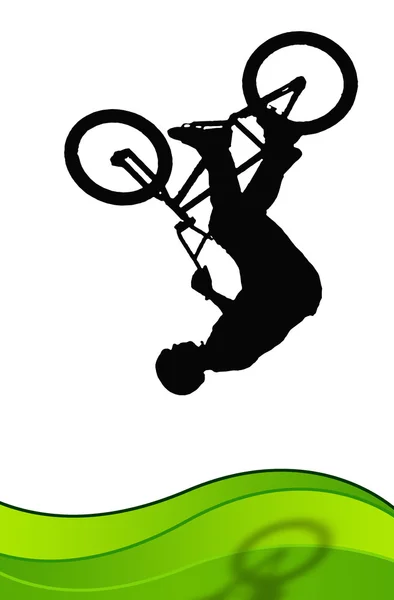 Young does backflip with a bicycle — Stock Photo, Image