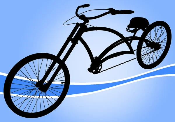 蓝色背景上那辆旧自行车 — 图库照片