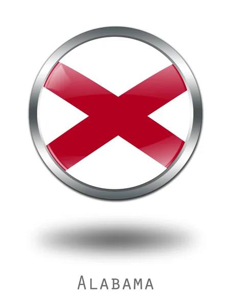 3D Alabama Flag кнопка иллюстрация на — стоковое фото