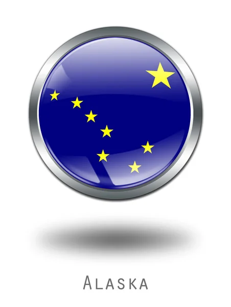 Ilustración de botón de bandera de Alaska 3D en un — Foto de Stock