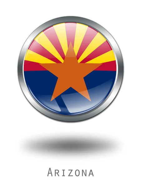 3d 亚利桑那州旗上的按钮图 — 图库照片