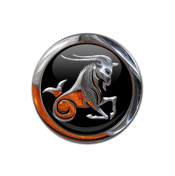 Button with the zodiacal sign Capricorn — Stock Photo, Image