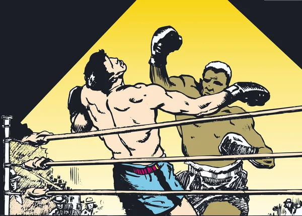 Боксерский матч, боксер бьет соперника — стоковое фото