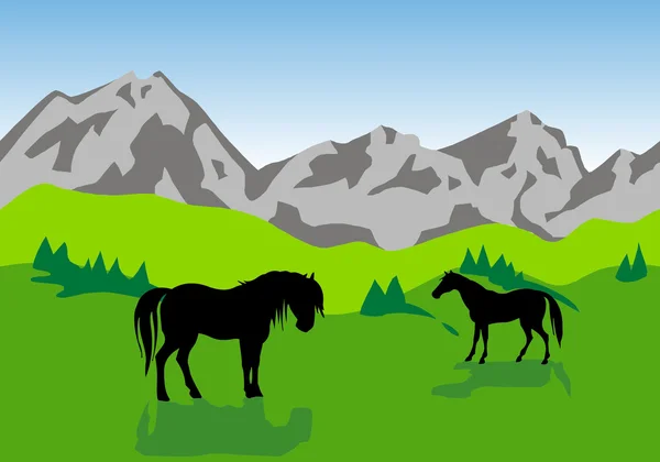 Гірський пейзаж з зеленими полями — стокове фото