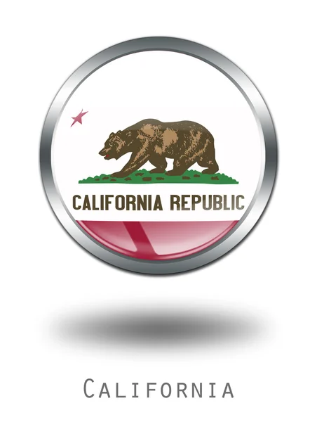 Ilustración de botón de bandera de California 3D — Foto de Stock