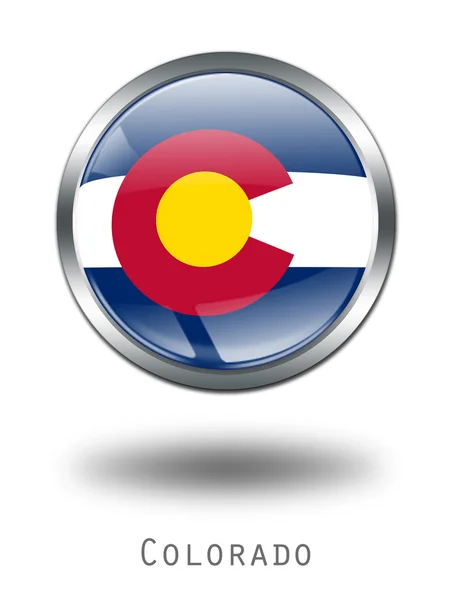 Ilustración de botón de bandera de Colorado 3D en — Foto de Stock