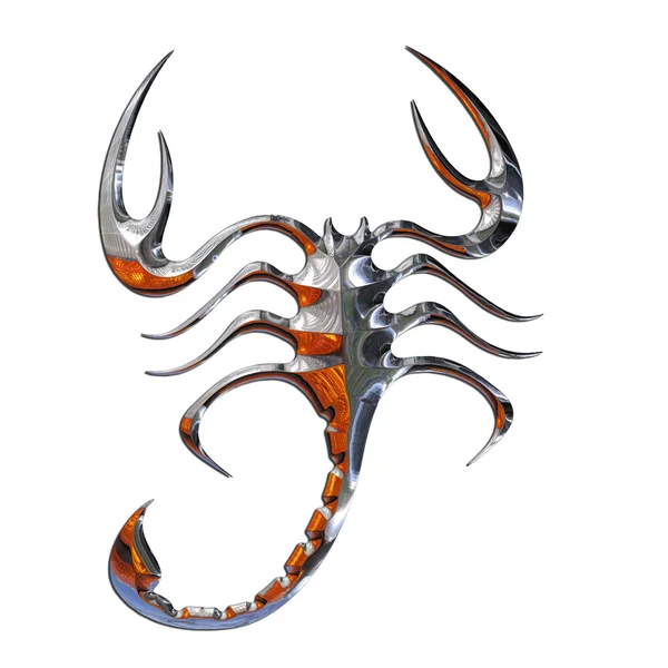 Illustration av en skorpion i chrome — Stockfoto