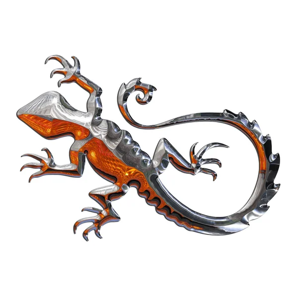 Abbildung eines Salamanders in Chrom — Stockfoto