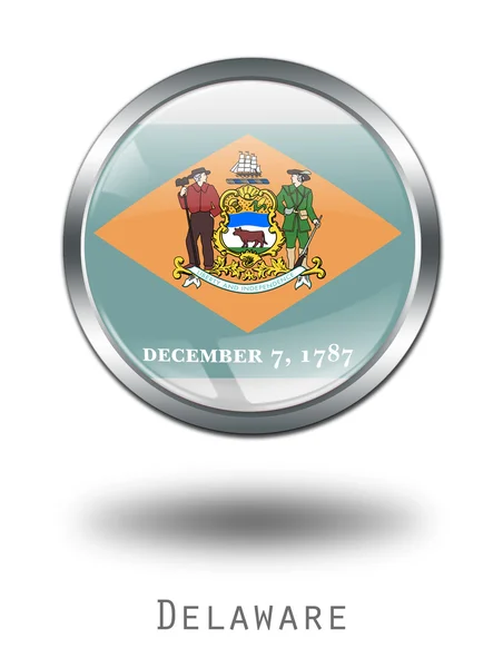 3 d のデラウェア州の旗ボタンの図 — ストック写真