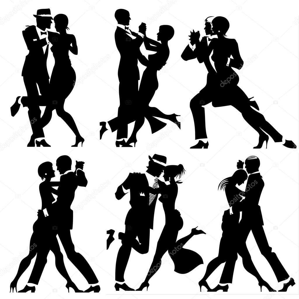 Illustration with Couples dancing