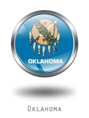 3D Oklahoma Flag button illustration on clipart