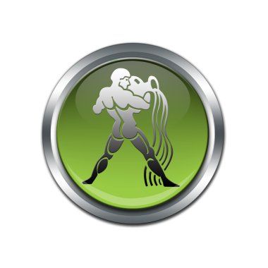 Button with the zodiacal sign Aquarius clipart