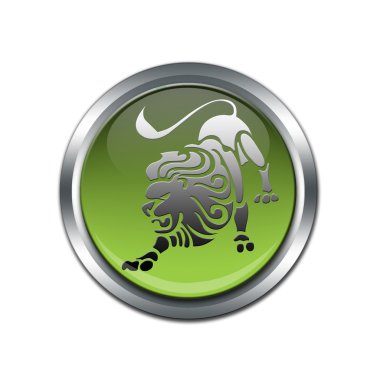Button with the zodiacal sign Leo clipart