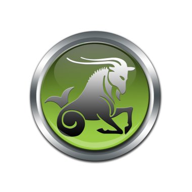 Button with the zodiacal sign Capricorn clipart