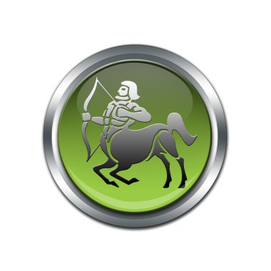 Button with the zodiacal sign Sagittariu clipart