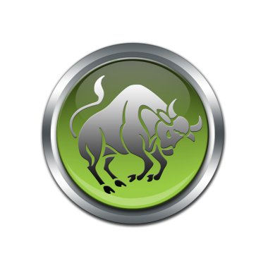 Button with the zodiacal sign Taurus clipart