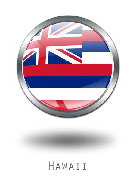 Ilustración de botón de bandera de Hawaii 3D en un — Foto de Stock