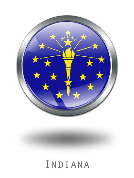 Ilustración de botón de bandera de Indiana 3D en — Foto de Stock
