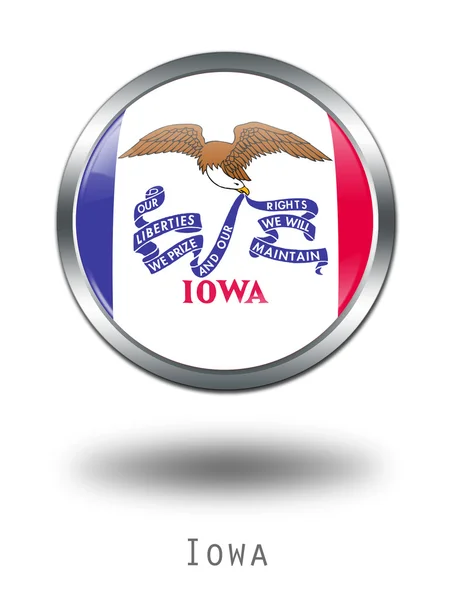 Iowa 3D Ilustração do botão da bandeira em um w — Fotografia de Stock