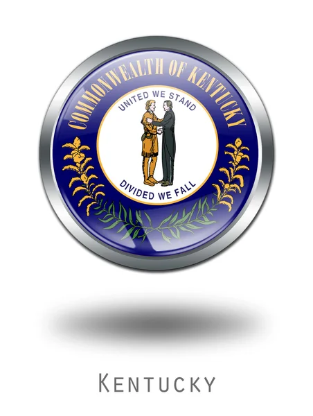 3D Kentucky Flag button illustration on — Stock Photo, Image