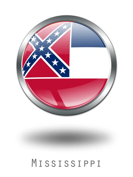 Ilustração do botão Bandeira 3D Mississippi — Fotografia de Stock