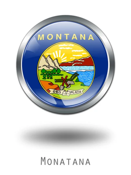 3d 蒙大拿州旗上的按钮图 — 图库照片