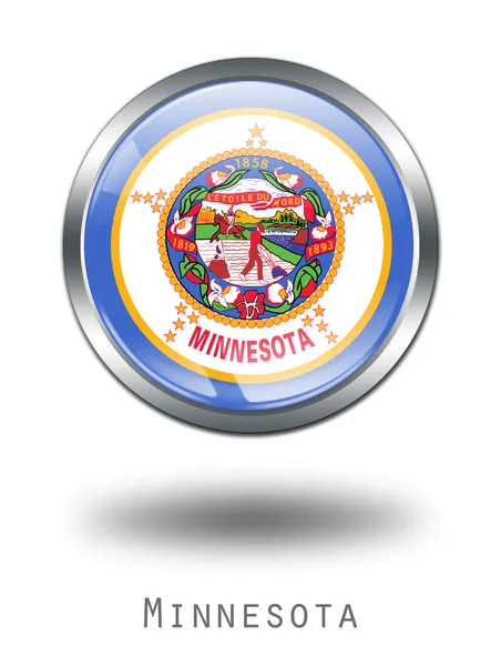 Ilustración del botón de bandera de Minnesota 3D o — Foto de Stock