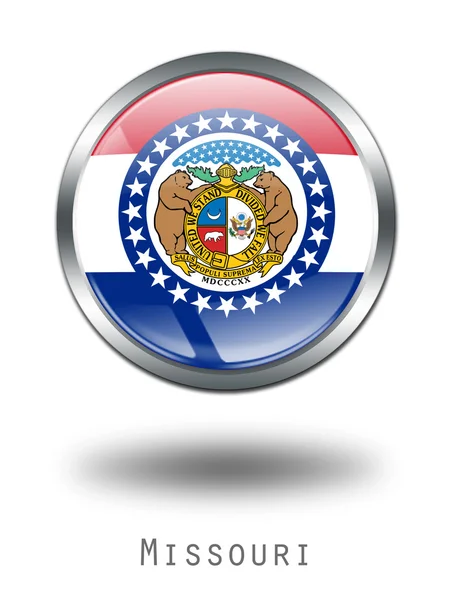 Ilustración de botón de bandera de Missouri 3D en — Foto de Stock