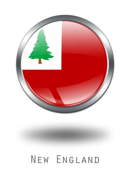 3D New England Flag button Abbildung — Stockfoto