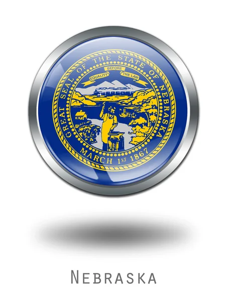 3D Nebraska Bandeira botão ilustração o — Fotografia de Stock