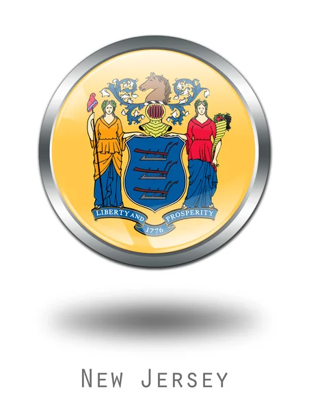 Ilustración de botón de bandera de Nueva Jersey 3D — Foto de Stock