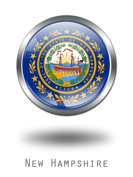 Ilustración del botón 3D Bandera de New Hampshire —  Fotos de Stock