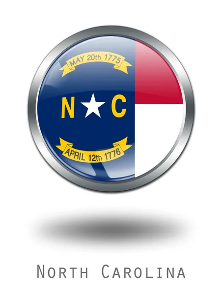 3D Severní Karolína vlajka tlačítko illustrati — Stock fotografie