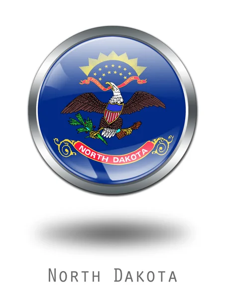 Ilustración de botón de bandera de Dakota del Norte 3D — Foto de Stock
