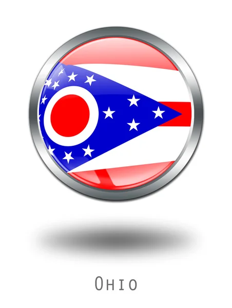 Ilustración de botón de bandera de Ohio 3D en un wh — Foto de Stock