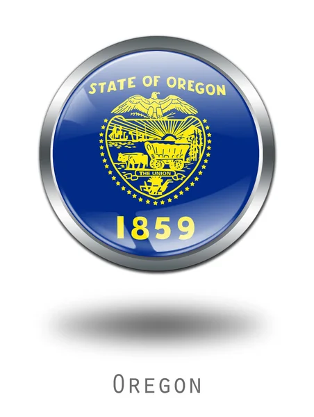 3d 俄勒冈州旗上的按钮图 — 图库照片