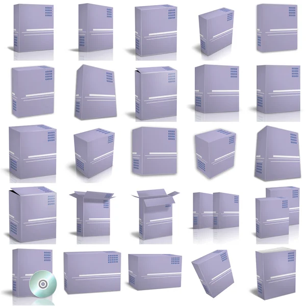 3d cajas de renderizado sobre fondo blanco — Foto de Stock