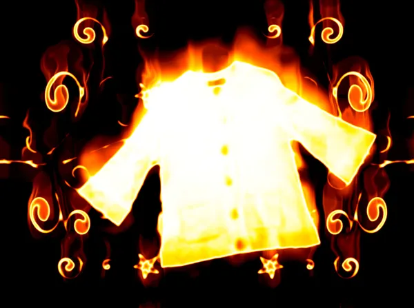 Jersey uppslukade i flames på svart backg — Stockfoto