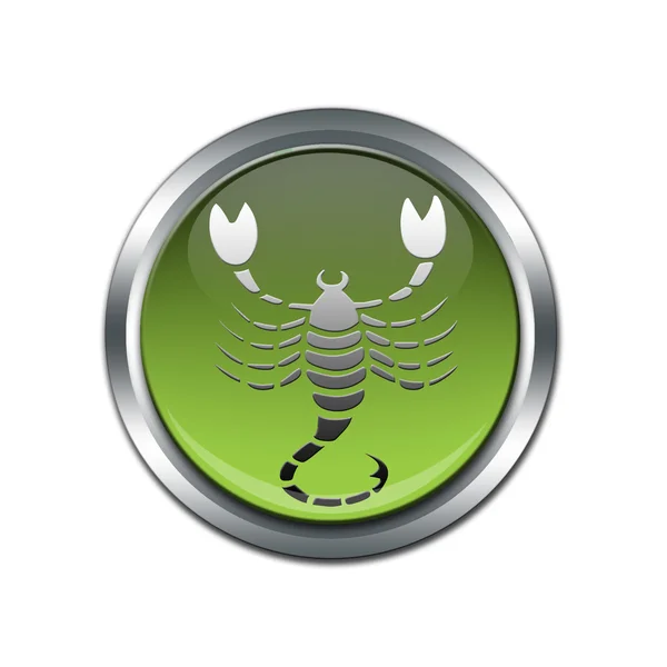 Botão com o signo zodiacal Escorpião — Fotografia de Stock